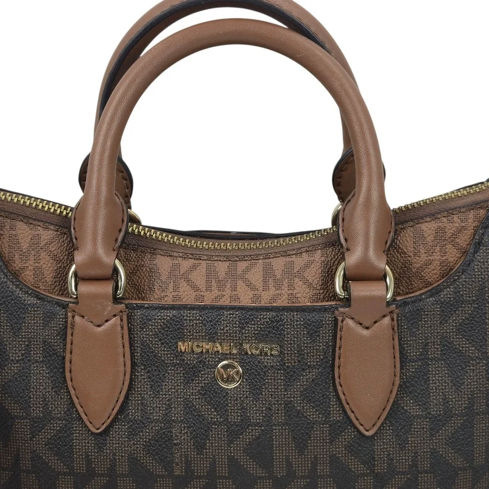 Michael Kors Austen Small Satchel Crossbody Bag 38F1CBAS1B Brown Luggage NICE